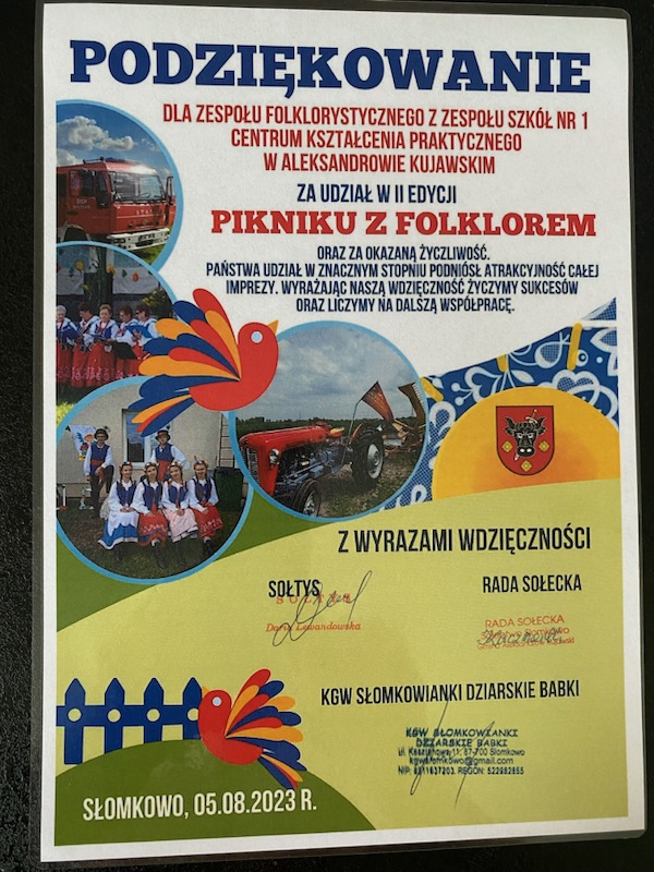 Występ Zespołu Folklorystycznego w Słomkowie